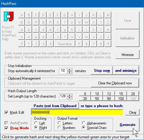 Générateur de mot de passe HashPass