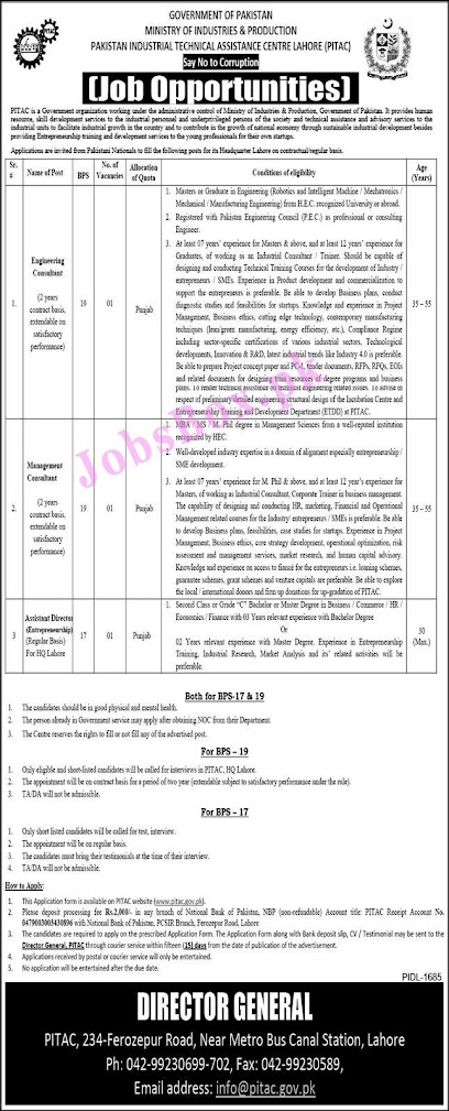 Ministry of Industries and Production Jobs  2021