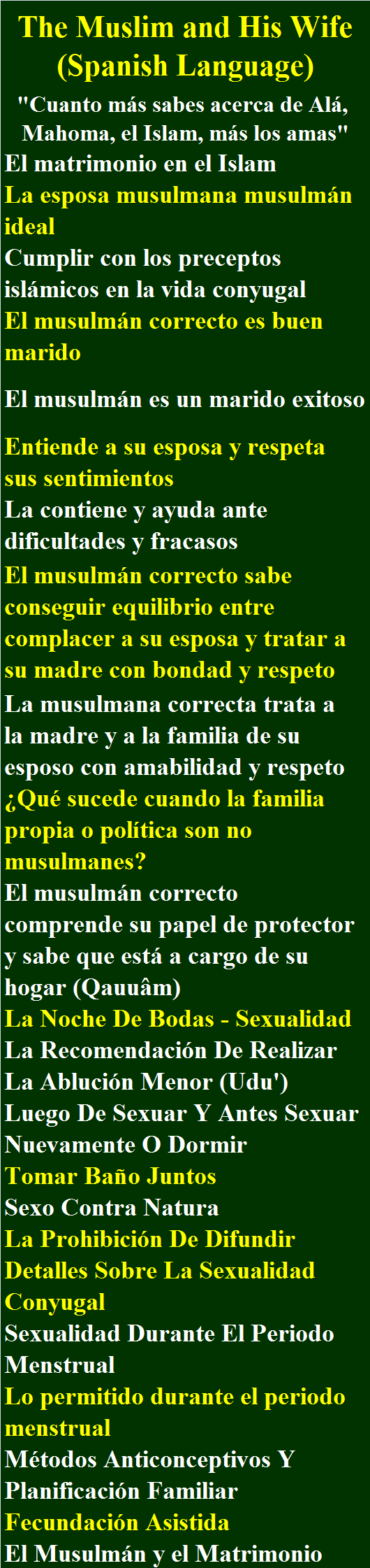 Muslim and His Wife Spanish Language El Musulmán y el Matrimonio