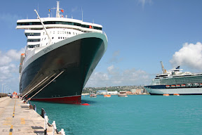 Queen Mary 2 docked in Barbados