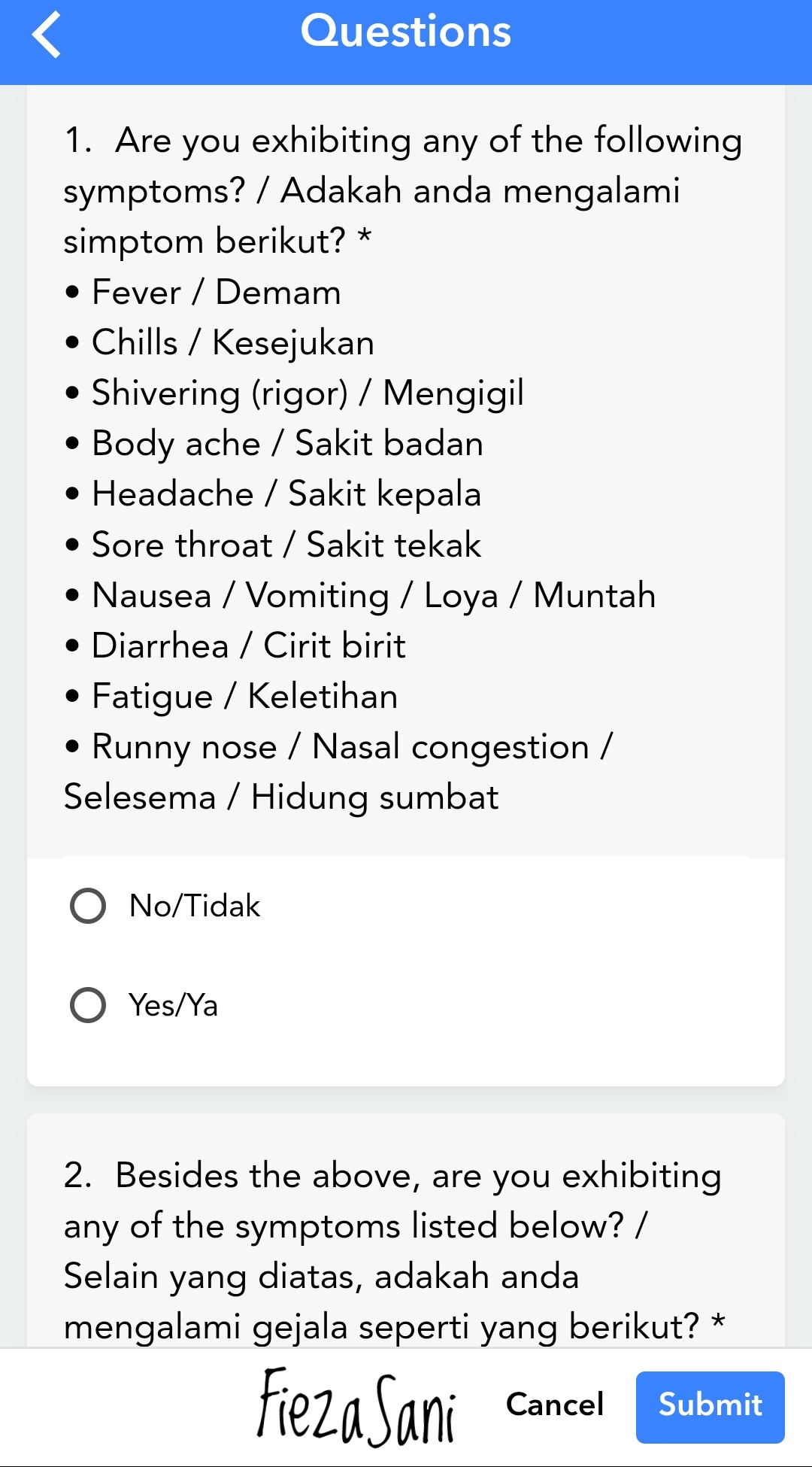 MySejahtera Casual Contact, MySejahtera bertukar kuning