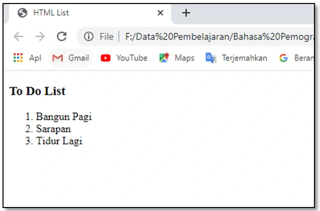 Membuat List di HTML Membuat List di HTML