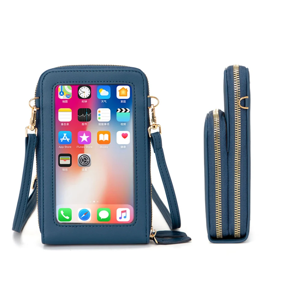 Torba za mobilni telefon sa ekranom osetljivim na dodir, korejska verzija PU sa rajsferšlusom, torba na rame, praktična i elegantna.