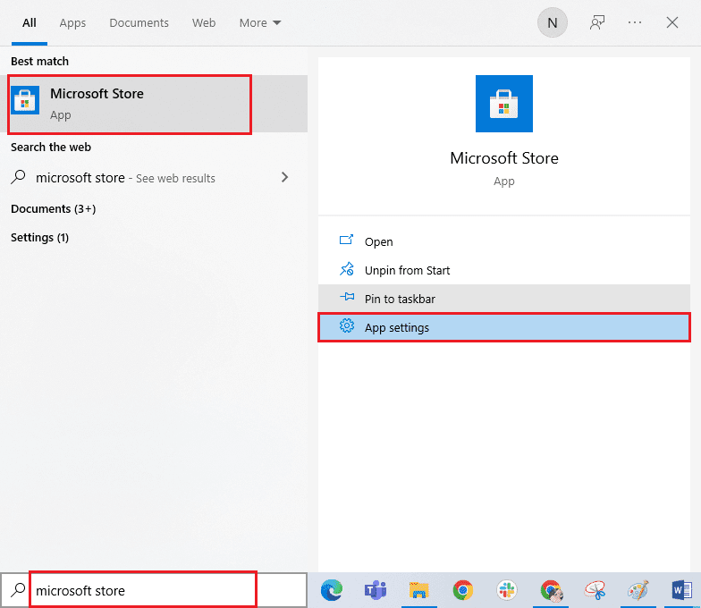 Ahora, seleccione la opción Configuración de la aplicación.  Arreglar Microsoft Store no funciona Windows 10