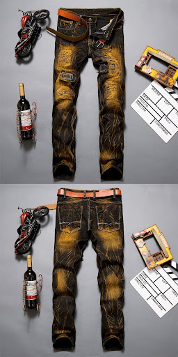 Title 8, Mens Distressed Slim Fit Straight-leg Denim Je...