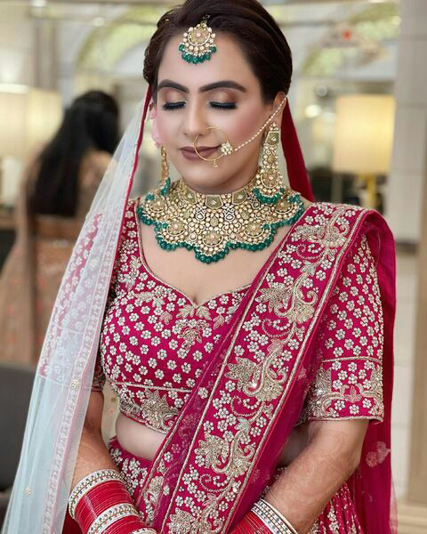 Punjabi girl's traditional wedding reception make-up - Village Barber ...