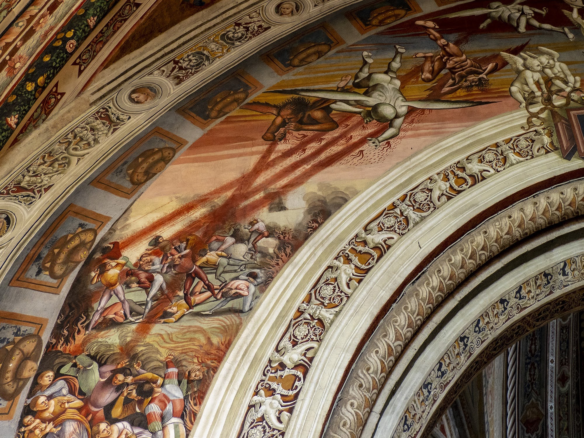 Luca Signorelli, Il finimondo (particolare, caduta degli angeli ribelli), 1499-1502, Cappella di San Brizio, Duomo di Orvieto