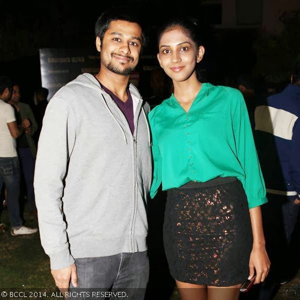 Prashanth and Nishchitha during Bangalore Fashion Week party. 