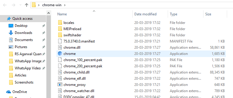 Kliknij dwukrotnie plik Chrome.exe lub Chrome