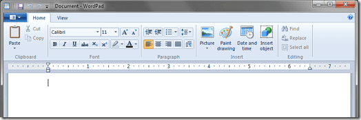 Cinta de WordPad Windows 7