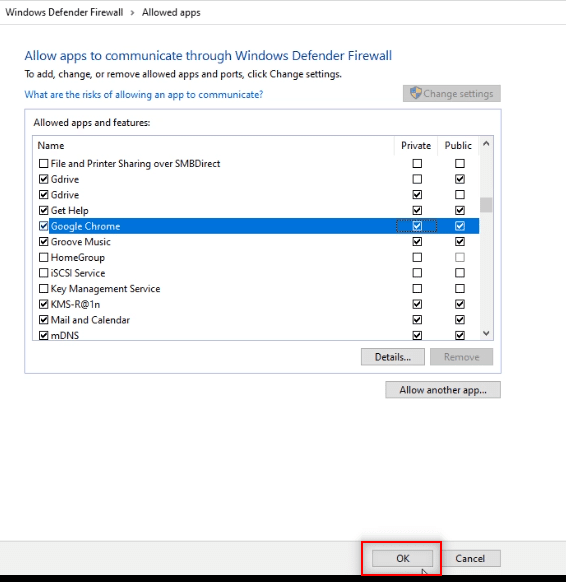 คลิกที่ปุ่มตกลงเพื่ออนุญาต Google Chrome บนพีซีของคุณ  แก้ไขเว็บโทรเลขไม่ทำงาน