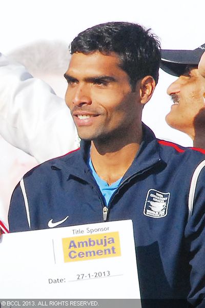 Indian elite overall winner Rattiram Saini during the 4th edition of Jaipur marathon, held in the city.