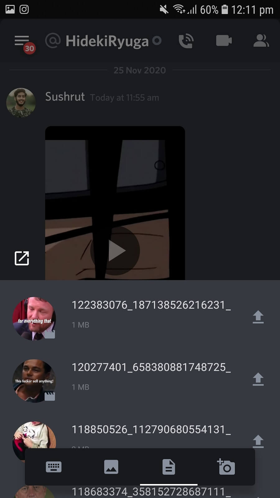 Haga clic en el icono de la imagen para subir un video pregrabado |  Descargar videos de Discord