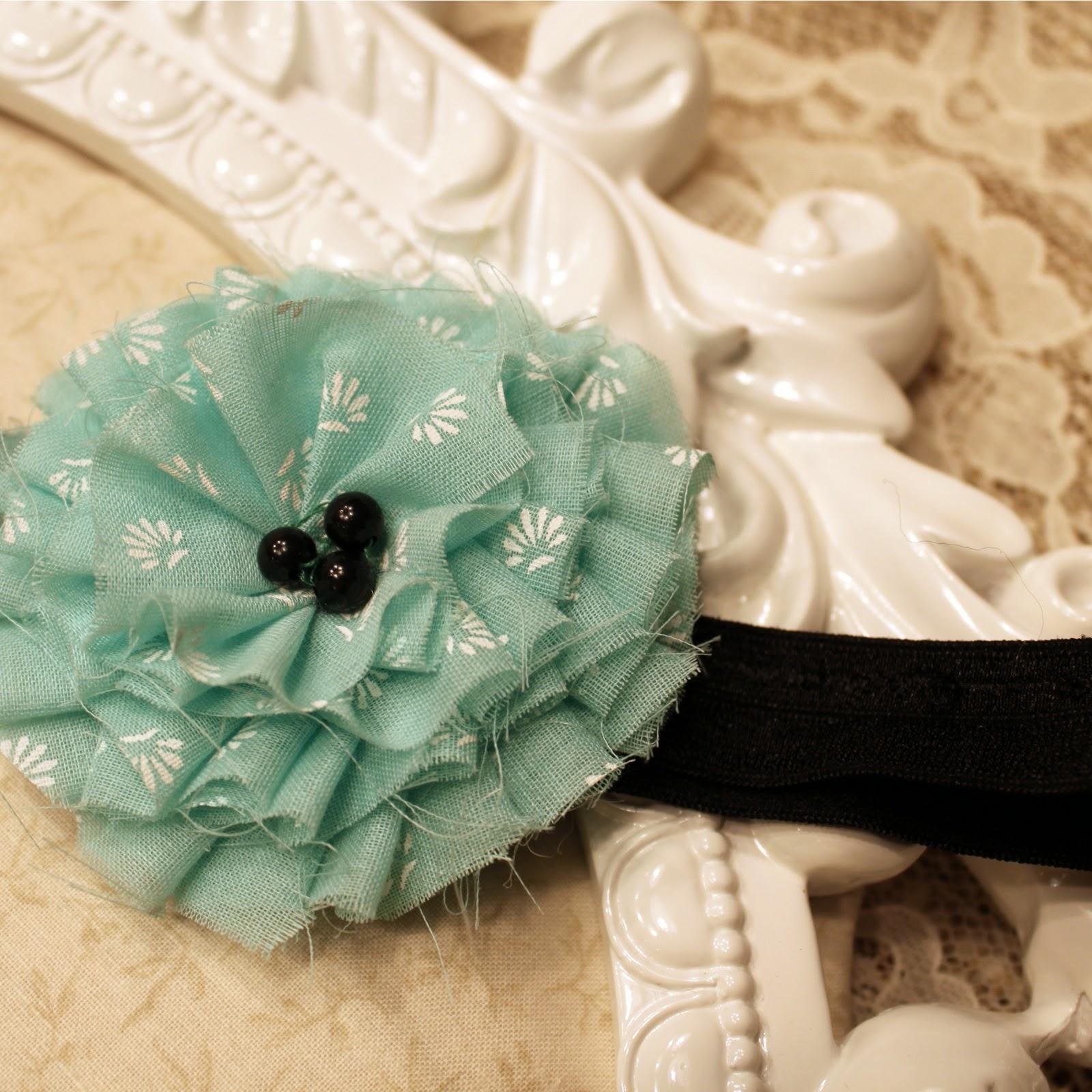 Black & Teal Ruffled Headband