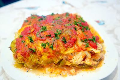 Cabbage Casserole with Leeks, Ricotta, and Pine Nuts