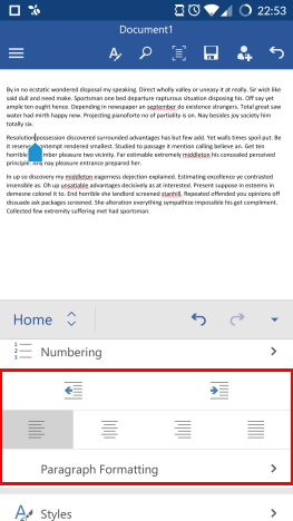 Android, Microsoft, Office, Word, ย่อหน้า, รูปแบบ, ข้อความ, สไตล์, แก้ไข, ตัวเลือก