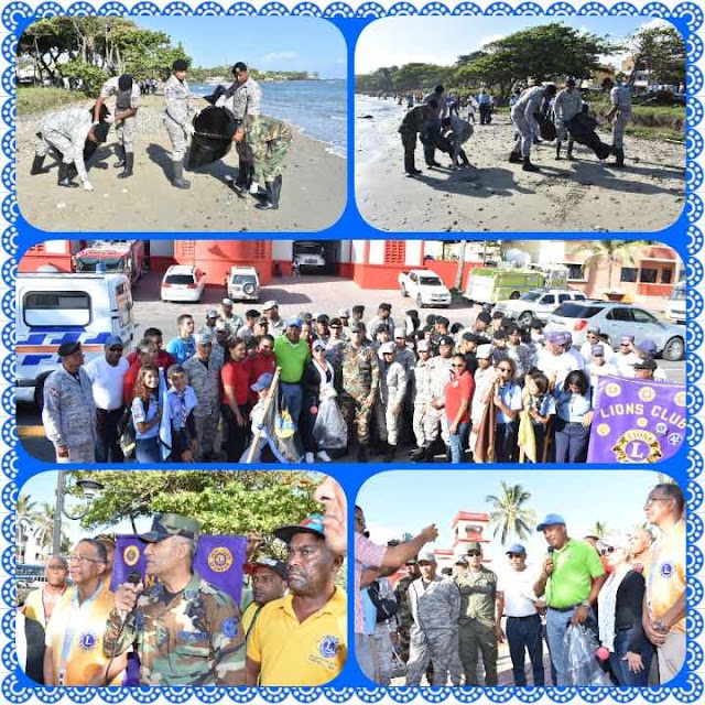 Militares de la Base Aérea Puerto Plata participan en jornada de limpieza de playas. 