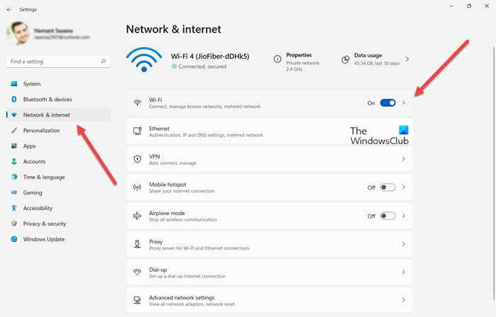 Сеть Интернет Wi-Fi Настройки