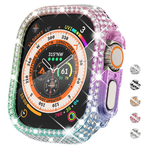 Title 6, Full Diamond Cut-out Smart Watch Protective Cas...