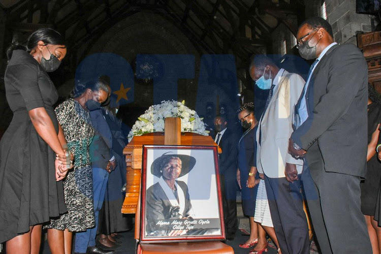 Family of Mary Goretti Ogola Odiyo Tuju gather for prayers at All Saints Cathedral during her requiem mass on 26, November 2021.