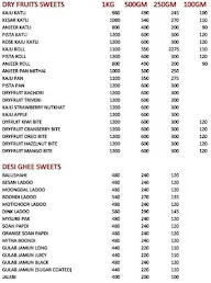 Pushkar Sweets menu 1