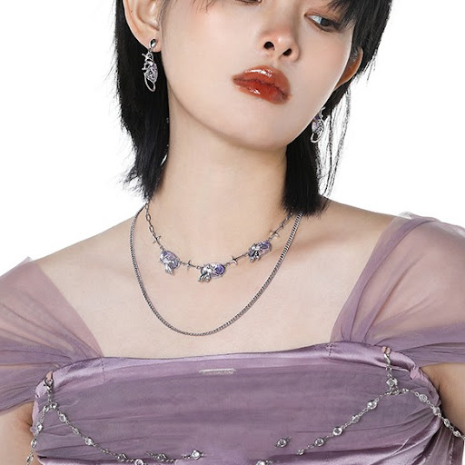 Title 5, Original Purple Resin Necklace All-matching. Ve...