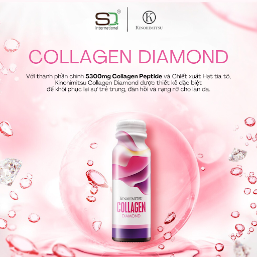 Nước uống chống lão hóa và sáng da Kinohimitsu Collagen Diamond 5300 (10 chai x 50ml)