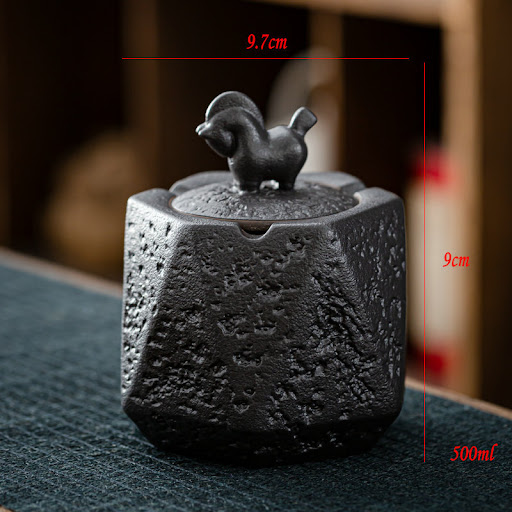 Title 5, Stoneware Gilt Ceramic Ashtray with Cover for H...
