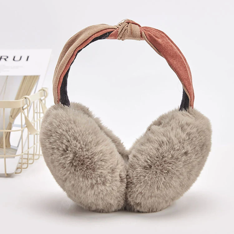Nouveau Bandeau bicolore pliant en fourrure de lapin paresseux |