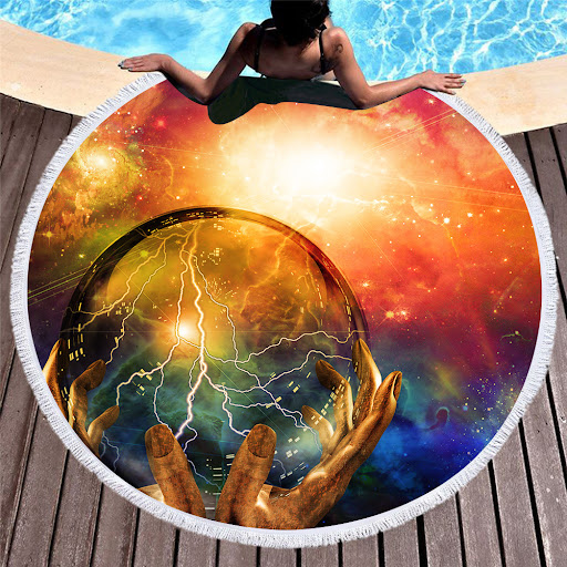 Title 7, Retro round printed beach towel, a stylish and ...