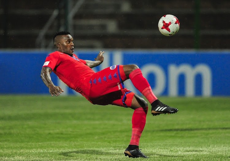 Morgan Gould of Supersport United execute a bicycle kick during the Absa Premiership 2017/18 match between AmaZulu FC and SuperSport United at King Zwelithini Stadium, Kwazulu Natal South Africa on 20 January 2018.