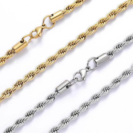 Title 4, Hip Hop Clavicle Chain Stainless Steel Twist. S...