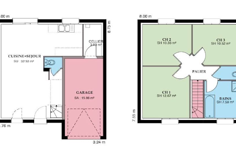  Vente Terrain + Maison - Terrain : 425m² - Maison : 79m² à Cormontreuil (51350) 