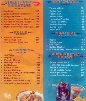 Street Foods by Punjab Grill menu 