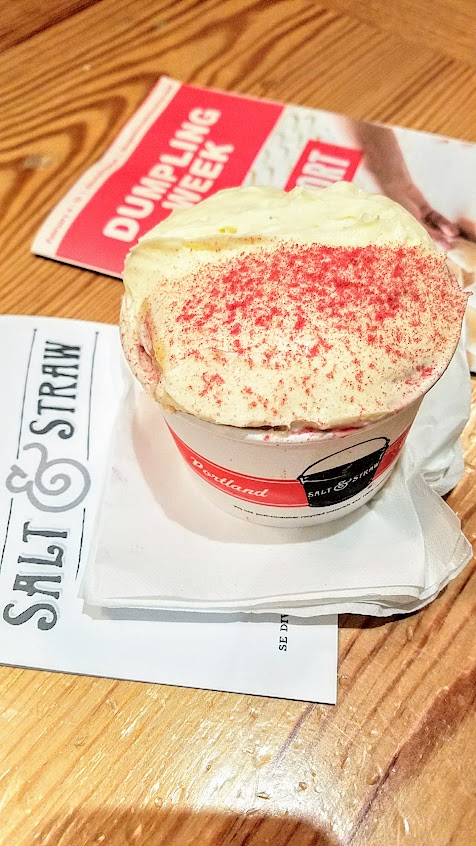 Raspberry Butter Mochi Dumplings with White Chocolate Mousse for Portland Dumpling Week 2018 from Salt and Straw