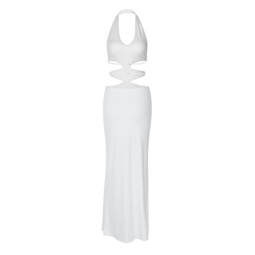 Title 8, Backless Slit Halter Sleeveless Dress Foreign T...