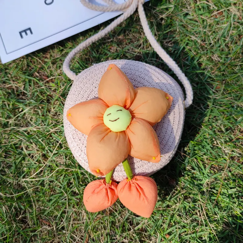 Schattige Gevlochten Strooien Kinder Crossbody Tas, Perfect voor Kinderen, Ideaal voor Speelgoed en Kleine Spullen, Leuke Uitstraling