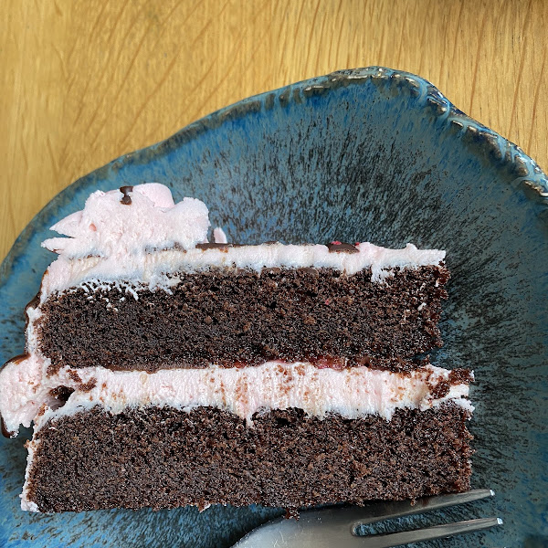 GF and Vegan chocolate and rasberry cake.