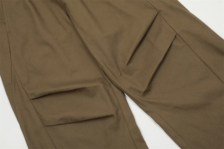 Amerikaanse Cargo Broek met Rechte Pijpen en Plooi - Casual Stijl en Comfortabel Draagcomfort voor Dagelijks Gebruik.