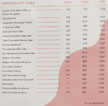 Love & Cheesecake menu 