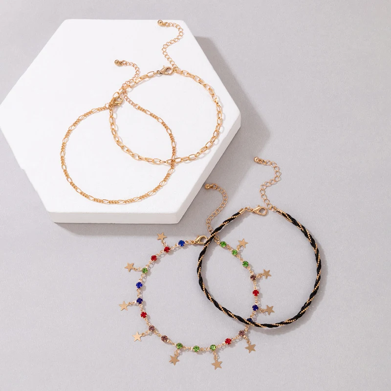 Tornozeleira Criativa de Combinação com Tassel e Liga. Adicione um toque boêmio e elegante ao seu visual, perfeita para diversas ocasiões.