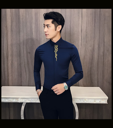 Title 20, Mens embroidered long sleeve shirt