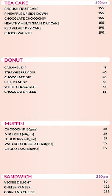 Winni Cakes & More menu 