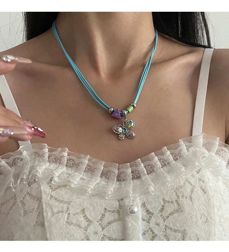 Title 6, Collier papillon avec cristaux colorés et doux ...