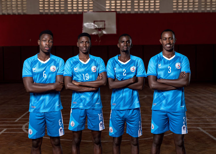 TrailBlazers players during the unveiling of their 2022-23 season kit at Absa Sports Club, Nairobi, Monday.