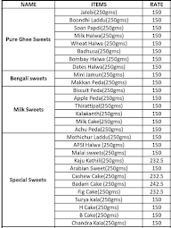 Krishna Bakes&sweets menu 2