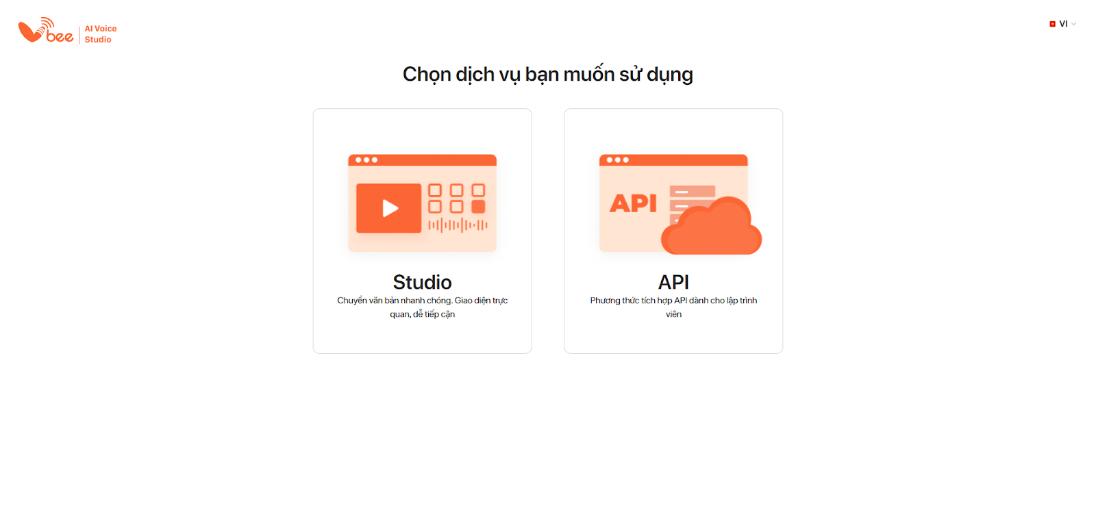 Chọn dịch vụ bạn muốn sử dụng. Bấm vào Studio. 