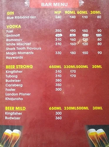 Hotel Sumangal menu 