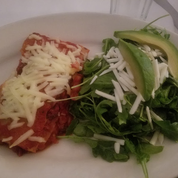 GF/DF/vegan lasagna and side salad