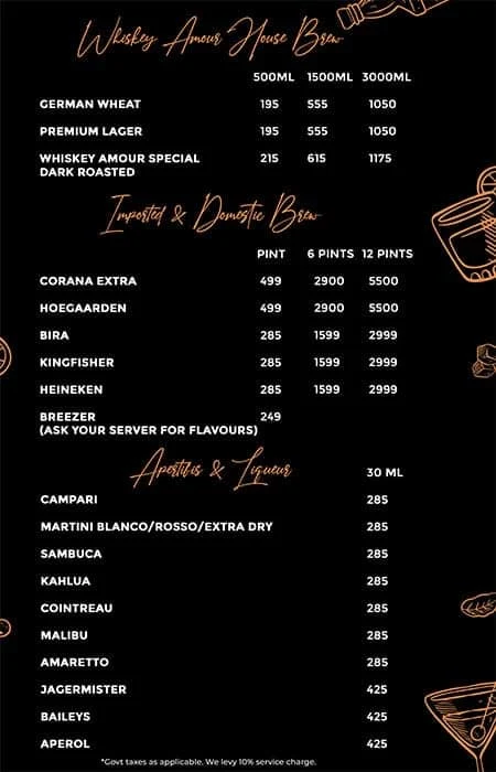 Whiskey Amour menu 